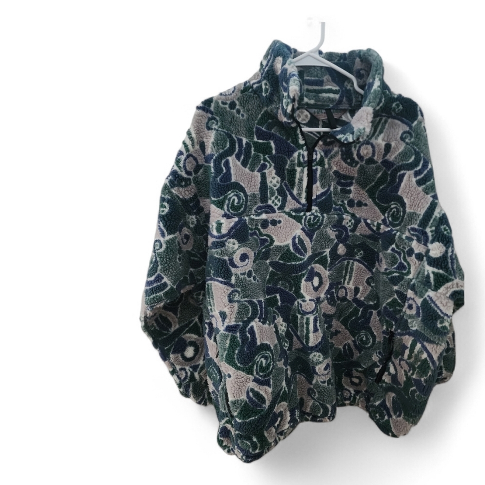 Eastern Mountain Sports VTG 90s Coogi Style Abstract Print Fleece Pullover - L